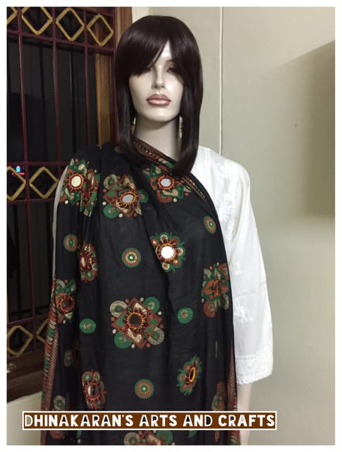 Ethnic Kutchwork Dupatta - BLACK