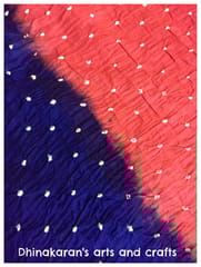 Pink & Blue Double Colour  Bandhani Fabric