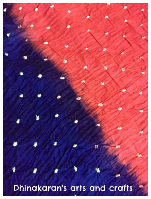 Pink & Blue Double Colour  Bandhani Fabric