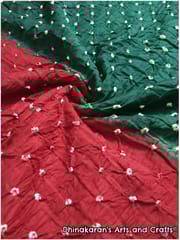 Red & Green Double Colour Bandhani Fabric