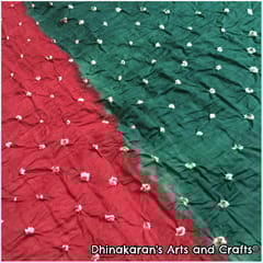 Red & Green Double Colour Bandhani Fabric