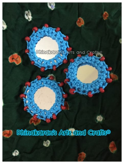 SKY BLUE Beaded Mirror Buttons