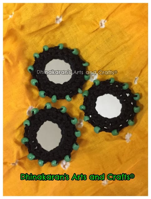 BLACK Beaded Mirror Buttons