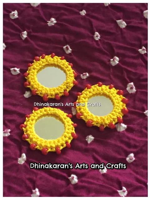 YELLOW Beaded Mirror Buttons