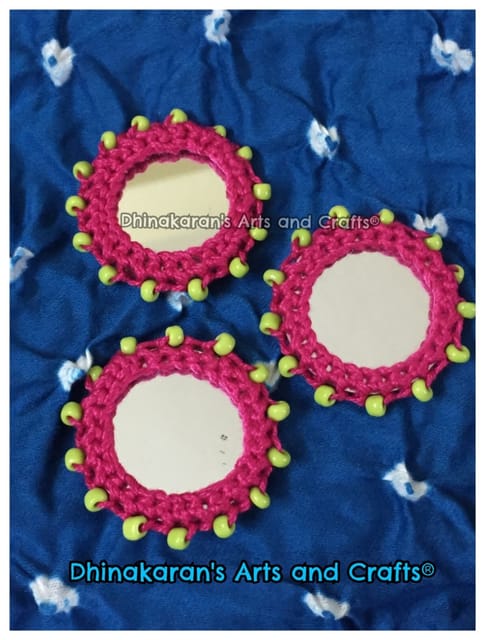 NAWABI PINK Beaded Mirror Buttons