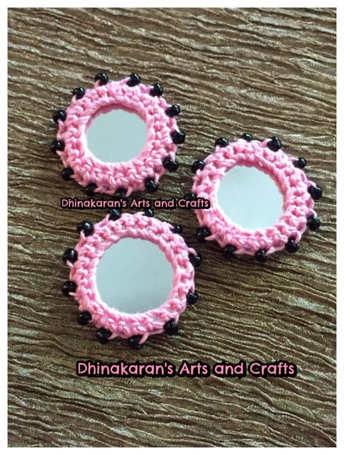 PEACH Beaded Mirror Buttons