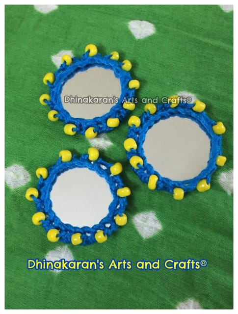 SKY BLUE Beaded Mirror Buttons