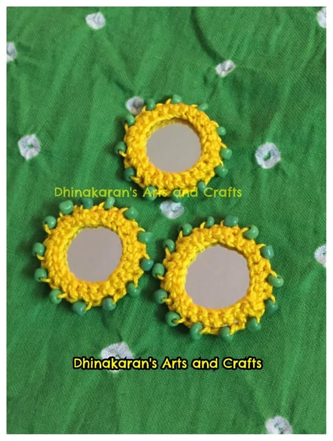 YELLOW Beaded Mirror Buttons