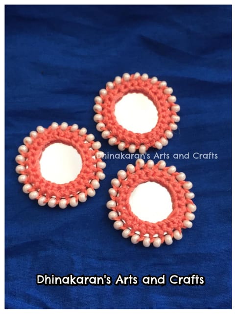 PEACH Beaded Mirror Buttons