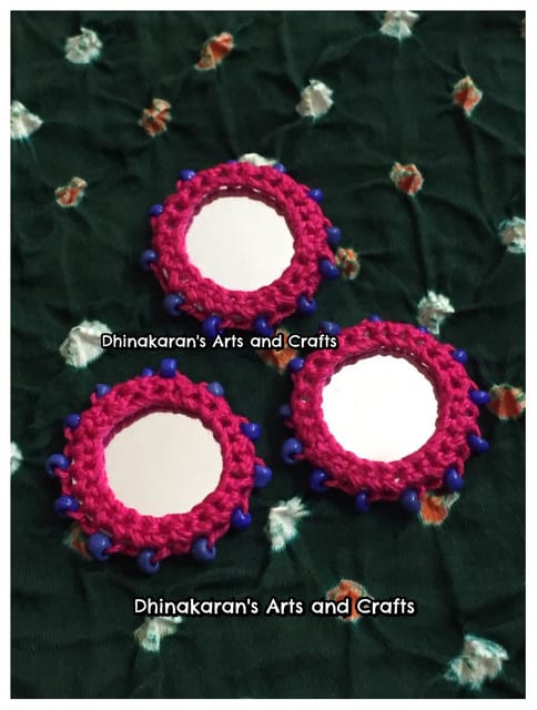 PINK Beaded Mirror Buttons