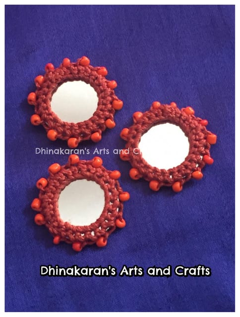 BROWN Beaded Mirror Buttons