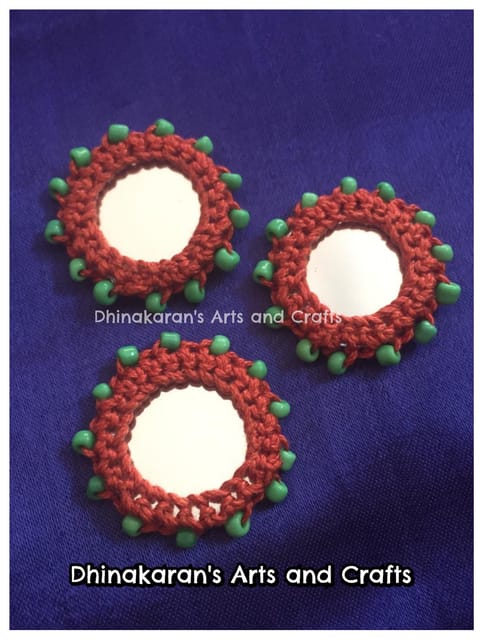 BROWN Beaded Mirror Buttons