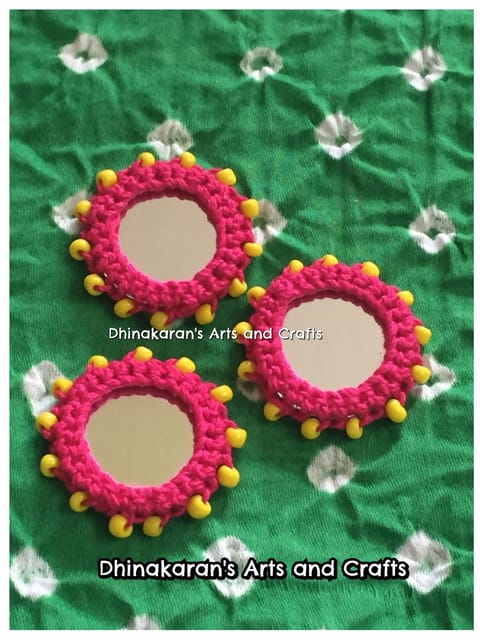PINK Beaded Mirror Buttons