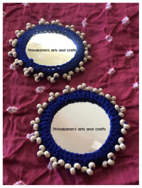 BIG Round Mirror Buttons-DARK BLUE