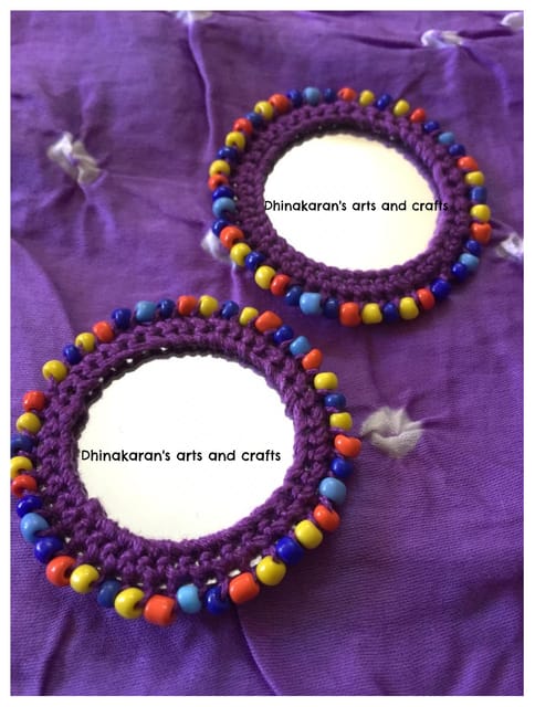 BIG Round Mirror Buttons-PURPLE