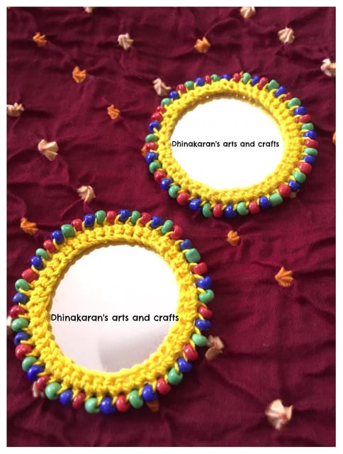 BIG Round Mirror Buttons-YELLOW