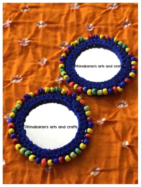 BIG Round Mirror Buttons-DARK BLUE