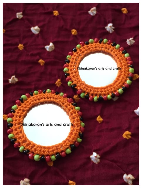 BIG Round Mirror Buttons-ORANGE