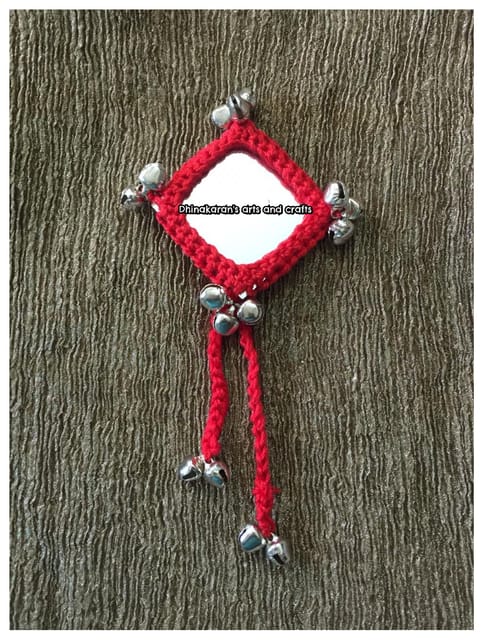 Moha Ghungroo Big Mirror Tassel-RED