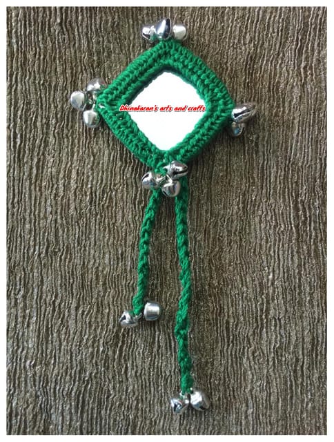 Moha Ghungroo Big Mirror Tassel-GREEN