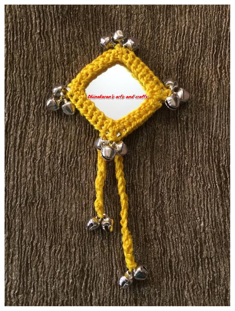 Moha Big Ghungroo Mirror Tassel-YELLOW