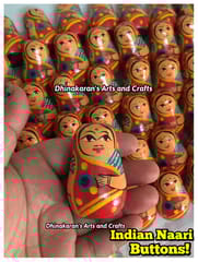 Indian Naari Doll Buttons-RED