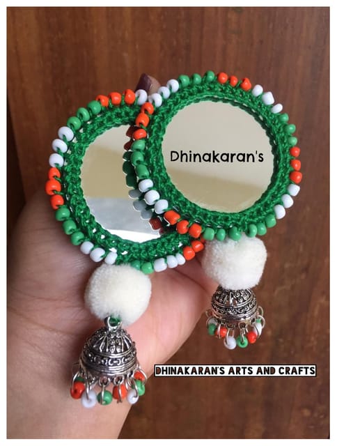 Tiranga Big Mirror Jhumkis