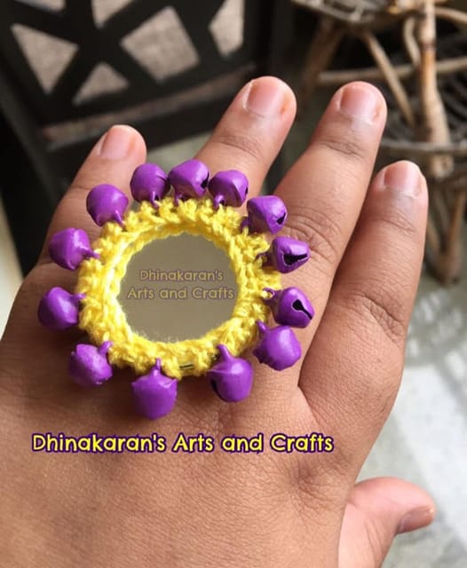 Ghungroo Mirror Fingerring-YELLOW