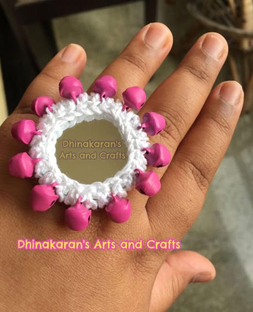 Ghungroo Mirror Fingerring-WHITE