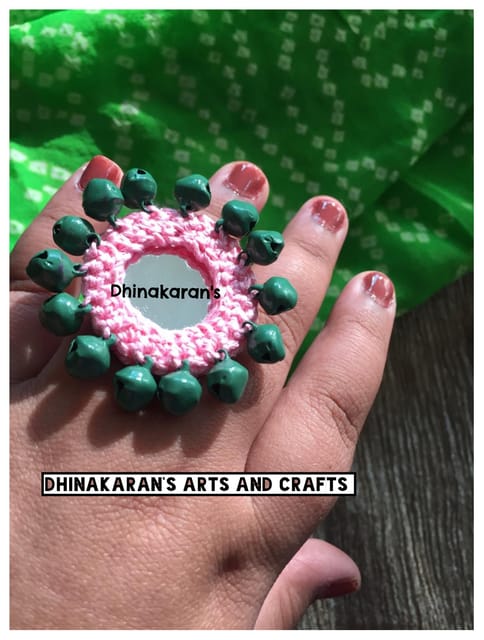 Ghungroo Mirror Fingerring-PINK