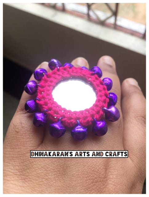 Ghungroo Mirror Fingerring-PINK