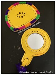 Yellow Leather Hand Mirror with Pouch