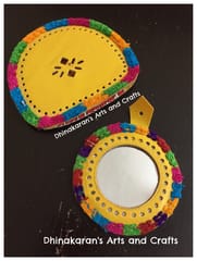 Yellow Leather Hand Mirror with Pouch