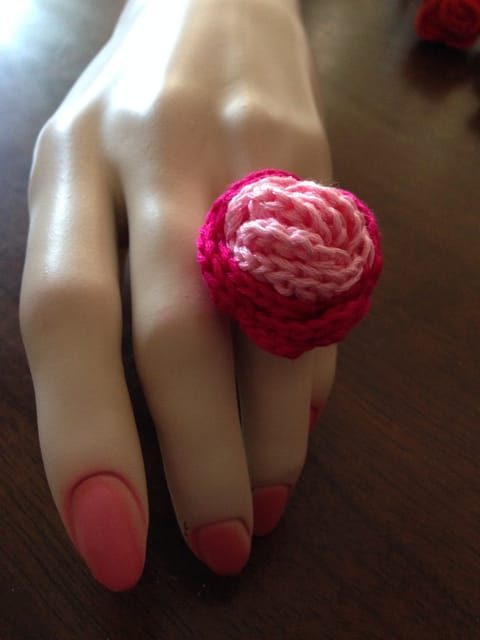 Pretty Pink Crochet Finger Ring