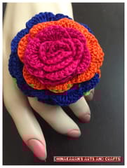 Tropical Rose Crochet Finger Ring