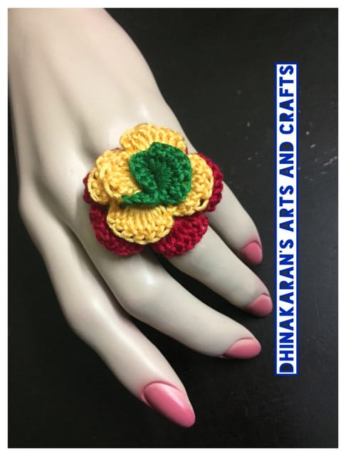 Tropical Rose Crochet Finger Ring