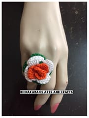Tiranga Rose Crochet Finger Ring