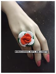 Tiranga Rose Crochet Finger Ring