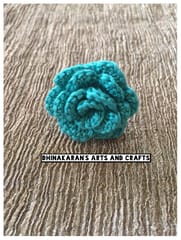 Turquoise Rose Crochet Finger Ring