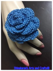 Classic Blue Crochet Finger Ring