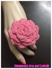 Bubbly Pink Crochet Finger Ring