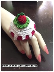 Strawberry Cake Crochet Finger Ring