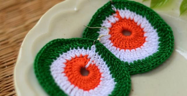 Tiranga Crochet Earrings