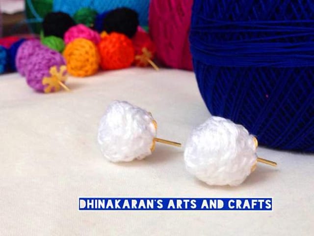 White Crochet Studs