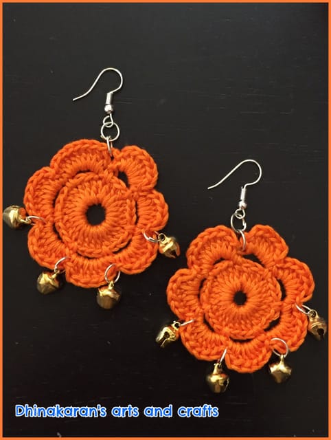 Orange Crochet Earrings