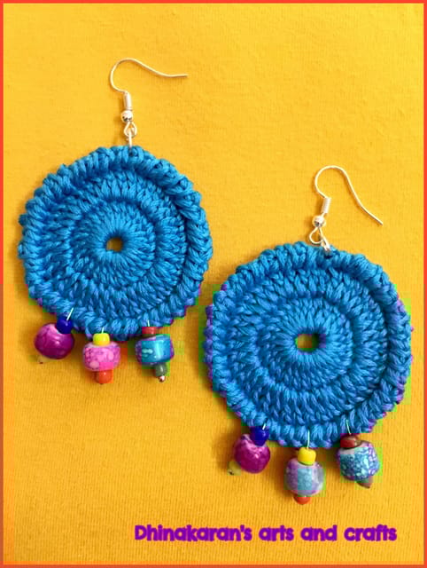 Happy Blue Crochet Earrings