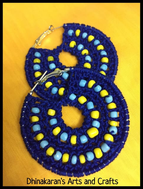 Tropical Blue Crochet Hoops