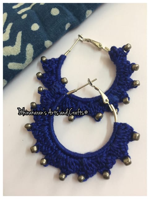 Indigo Crochet Hoops