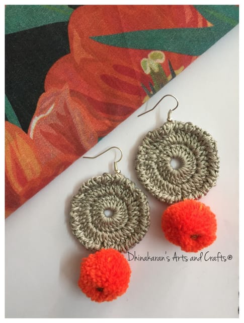 Grey Crochet Earrings