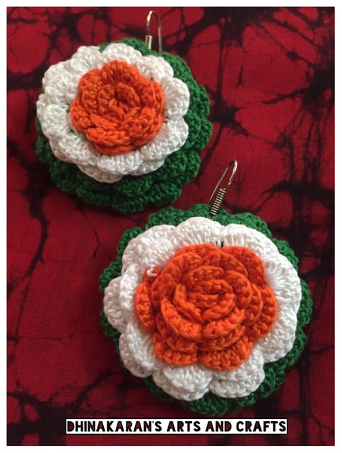 Tiranga Crochet Earrings